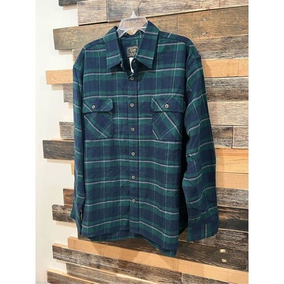 Jachs NWT Mens Heritage Flannel Button Shirt Long Sleeve Blue/Green sz XXL - Picture 1 of 9
